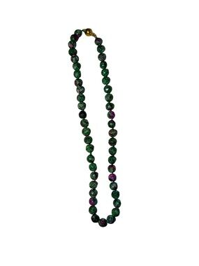 Natural RUBY ZOISITE .925 gold plated clasp Necklace the stone of LOVE 💗